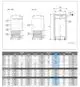Bosch Pufferspeicher mit Schemagrafik, seitliche Ansicht und technische Spezifikationen, inklusive Anschlussmöglichkeiten und Abmessungen, ohne spezifische Details zur Kapazität.